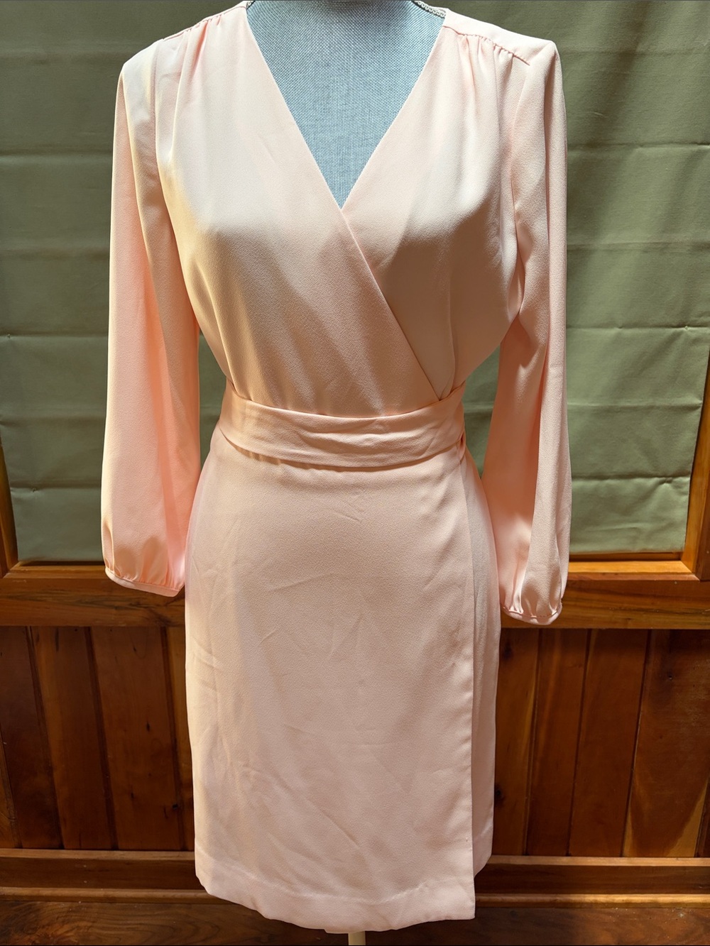 J. Crew Soft Peach Long Sleeve Wrap-Style Dress